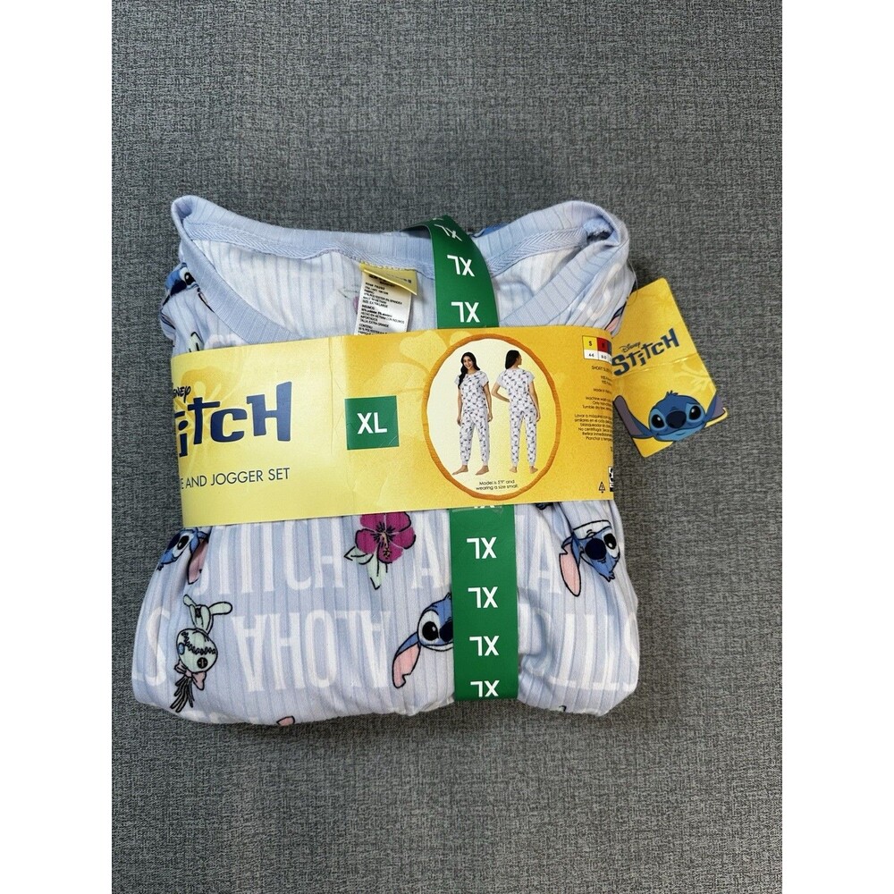 Disney Lilo & Stitch 2 Pc Pajama Set Short Sleeve Top Jogger Pants, Size XL